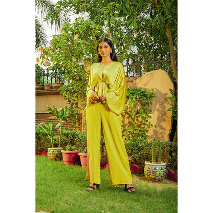 Omana by Ranjana Bothra Lime Yellow Cowl Co-Ord (Set of 2)