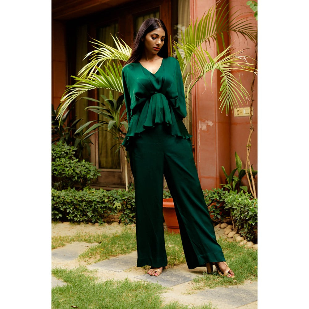 Omana by Ranjana Bothra Emerald Cowl Co-Ord (Set of 2)