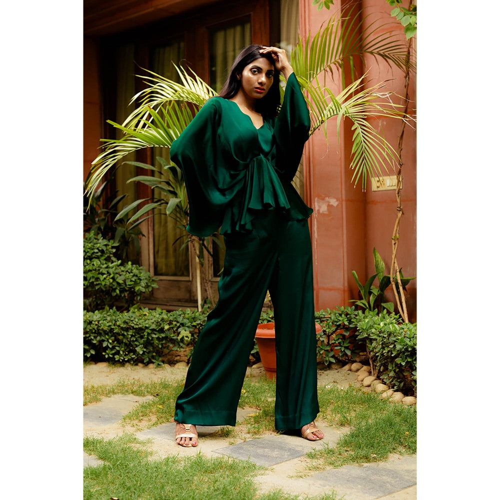 Omana by Ranjana Bothra Emerald Cowl Co-Ord (Set of 2)