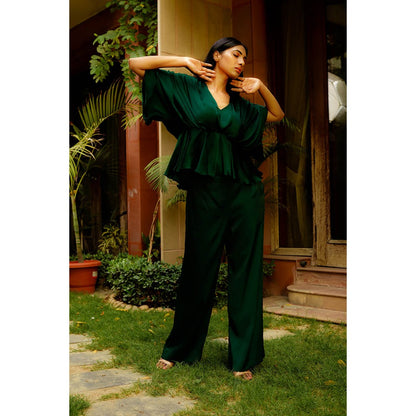 Omana by Ranjana Bothra Emerald Cowl Co-Ord (Set of 2)