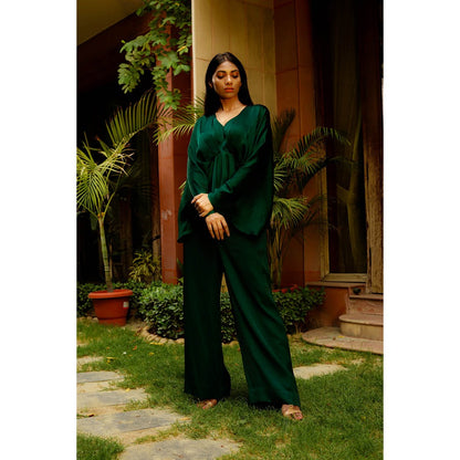 Omana by Ranjana Bothra Emerald Cowl Co-Ord (Set of 2)