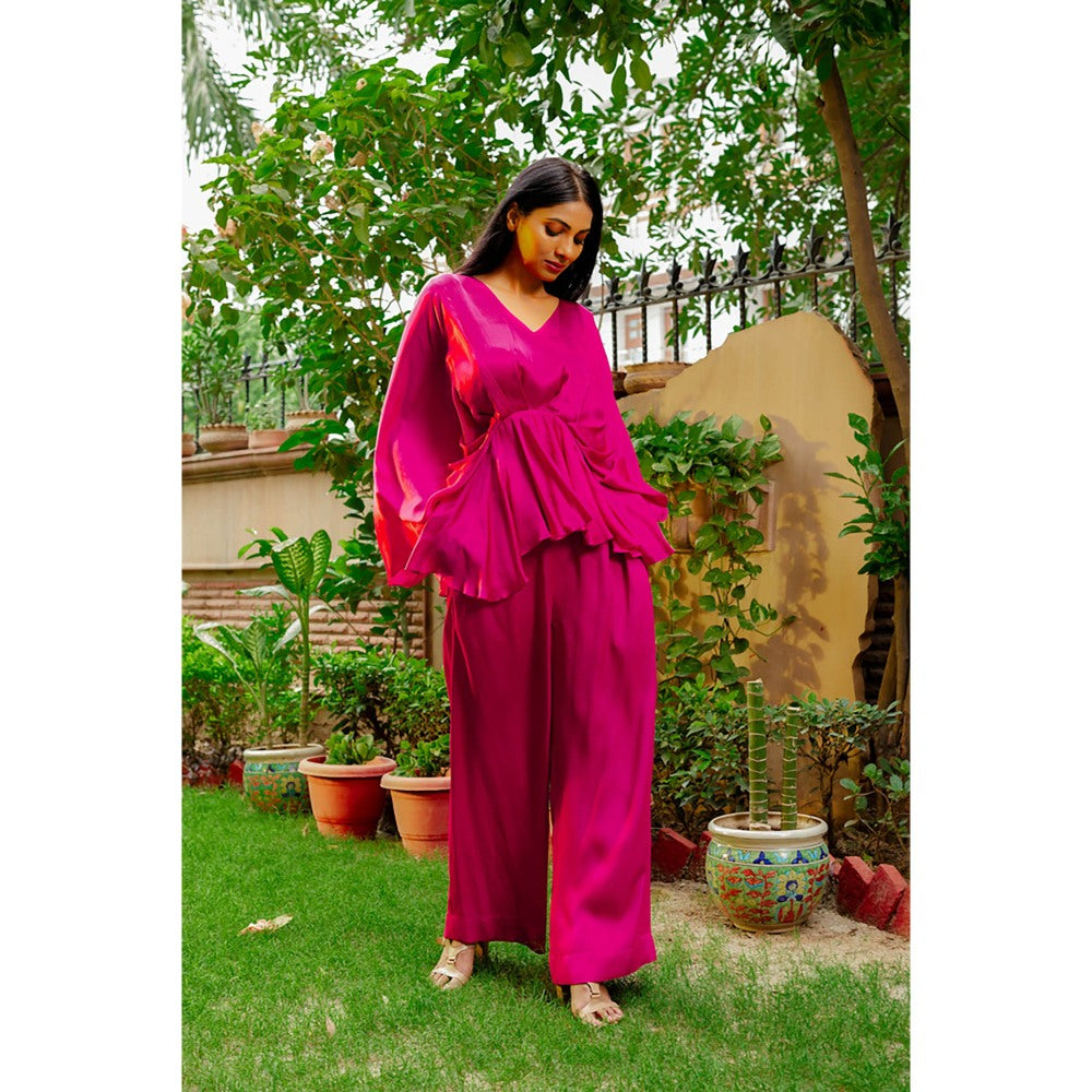 Omana by Ranjana Bothra Hot Pink Cowl Co-Ord (Set of 2)