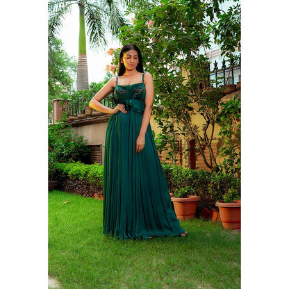 Omana by Ranjana Bothra Teal Emblished Jumpsuit