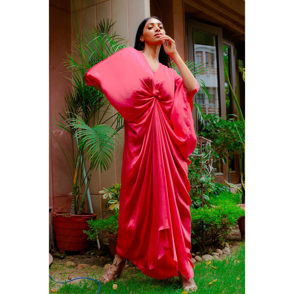 Omana by Ranjana Bothra Pink Knotty Kaftan Dress