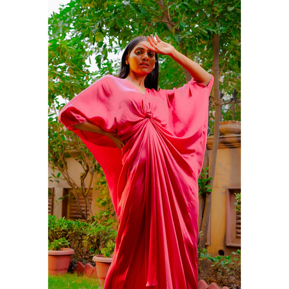 Omana by Ranjana Bothra Pink Knotty Kaftan Dress
