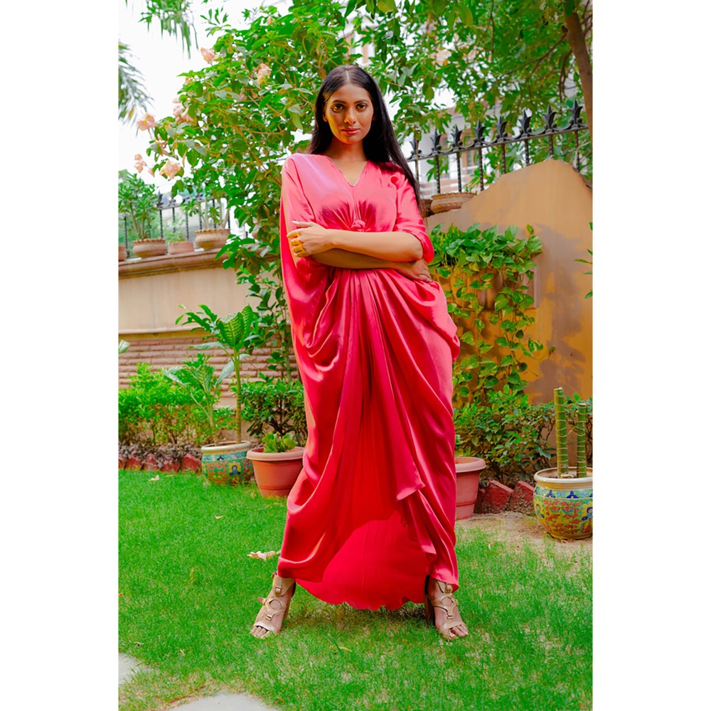 Omana by Ranjana Bothra Pink Knotty Kaftan Dress