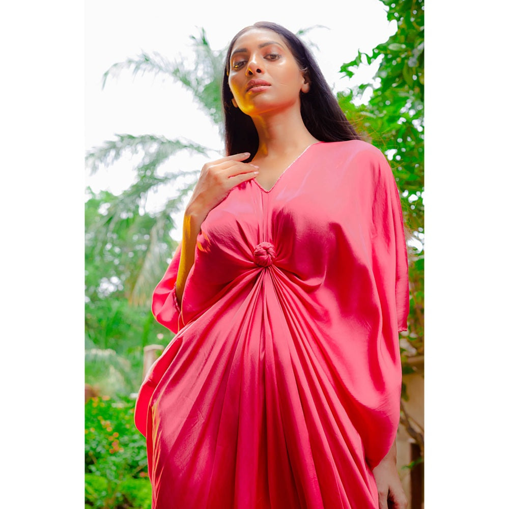 Omana by Ranjana Bothra Pink Knotty Kaftan Dress