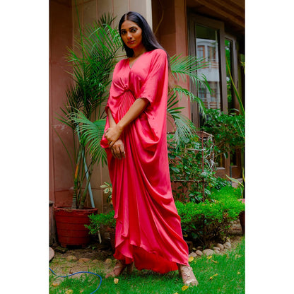 Omana by Ranjana Bothra Pink Knotty Kaftan Dress