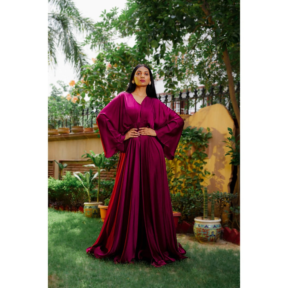 Omana by Ranjana Bothra Mulberry Purple Cowl Gown