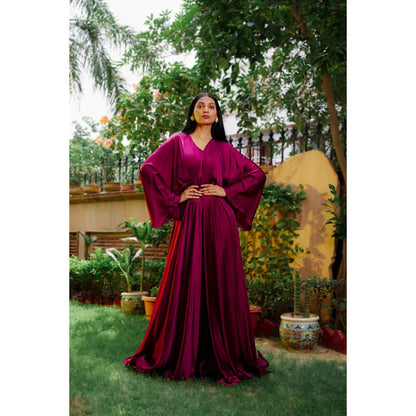 Omana by Ranjana Bothra Mulberry Purple Cowl Gown