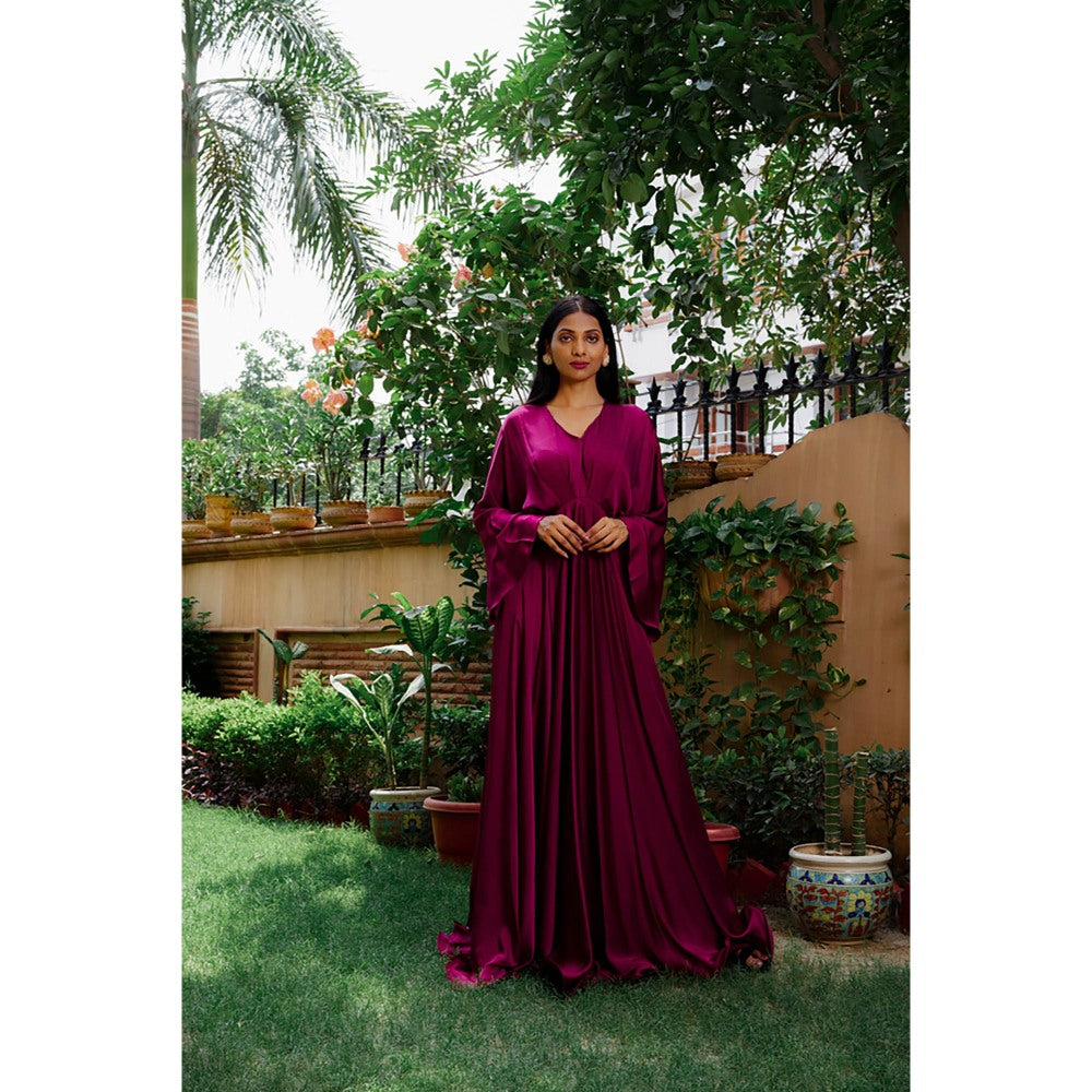Omana by Ranjana Bothra Mulberry Purple Cowl Gown