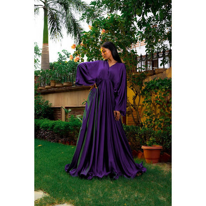Omana by Ranjana Bothra Blue Cowl Gown