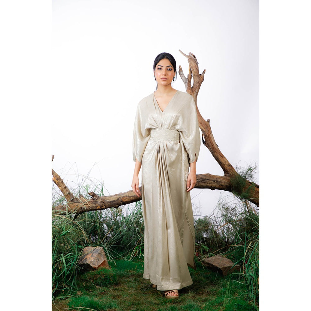 Omana by Ranjana Bothra Ivory Lisa Kaftan With Belt (Set of 2)