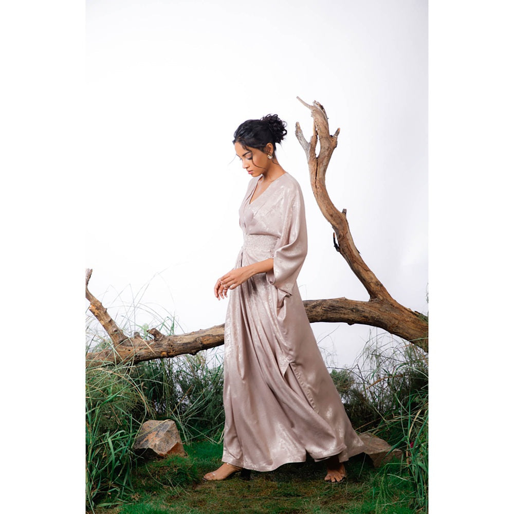 Omana by Ranjana Bothra Grey Lisa Kaftan With Belt (Set of 2)