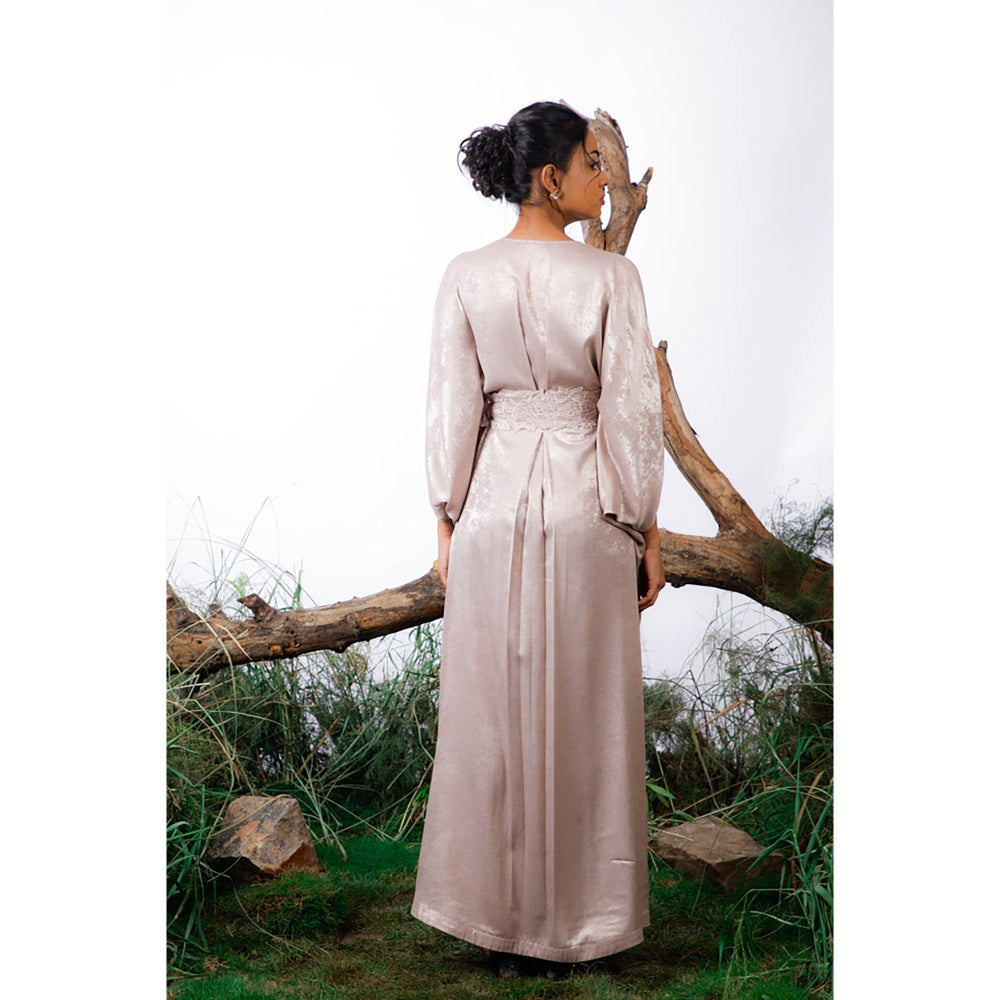 Omana by Ranjana Bothra Grey Lisa Kaftan With Belt (Set of 2)