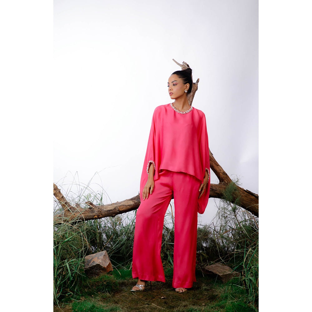 Omana by Ranjana Bothra Pink Pearl Beaded Co-Ord (Set of 2)