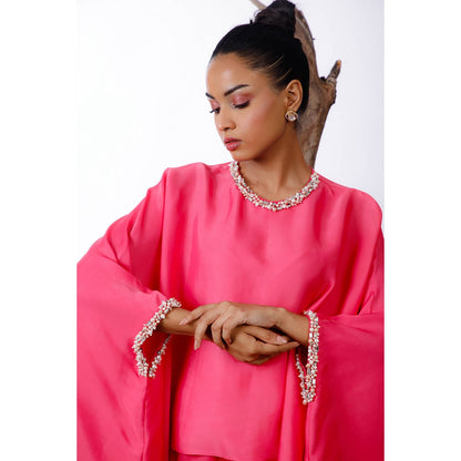 Omana by Ranjana Bothra Pink Pearl Beaded Co-Ord (Set of 2)
