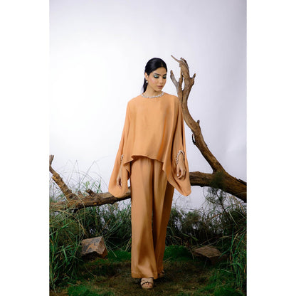 Omana by Ranjana Bothra Orange Pearl Beaded Co-Ord (Set of 2)