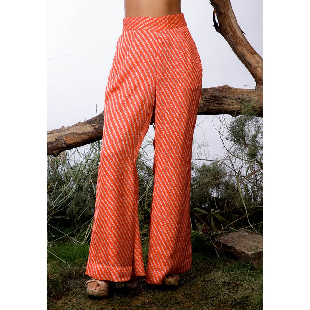 Omana by Ranjana Bothra Orange Printed Amy Co-Ord (Set of 3)