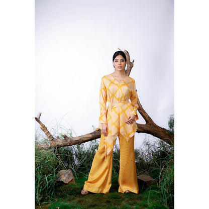 Omana by Ranjana Bothra Yellow Printed Amy Co-Ord (Set of 3)
