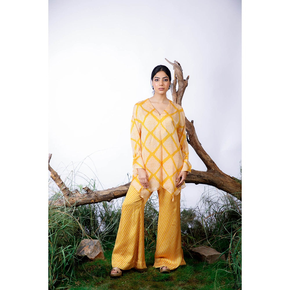 Omana by Ranjana Bothra Yellow Printed Amy Co-Ord (Set of 3)