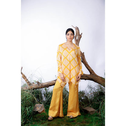 Omana by Ranjana Bothra Yellow Printed Amy Co-Ord (Set of 3)