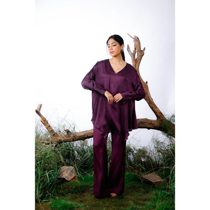 Omana by Ranjana Bothra Plum Amy Co-Ord (Set of 3)