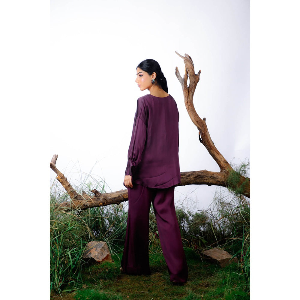 Omana by Ranjana Bothra Plum Amy Co-Ord (Set of 3)