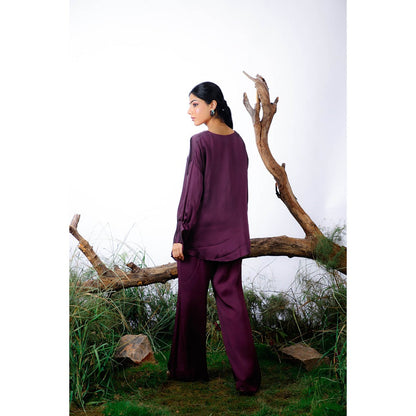 Omana by Ranjana Bothra Plum Amy Co-Ord (Set of 3)