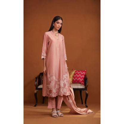 Omana by Ranjana Bothra Nude Pakeeza Applique Kurta with Pant and Dupatta (Set of 3)