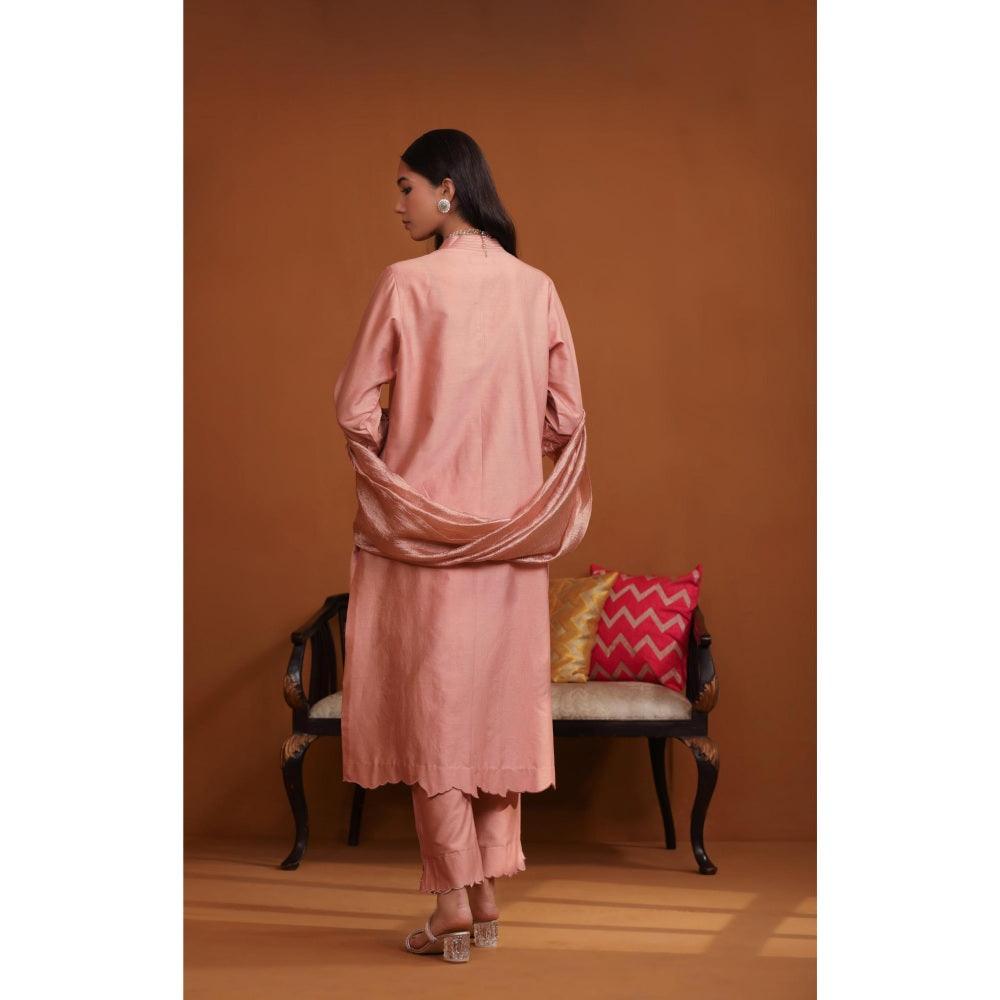 Omana by Ranjana Bothra Nude Pakeeza Applique Kurta with Pant and Dupatta (Set of 3)