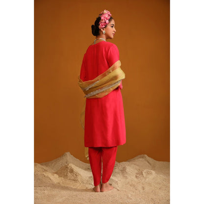 Omana by Ranjana Bothra Pink Shabana Dhoti with Kurta and Dupatta (Set of 3)