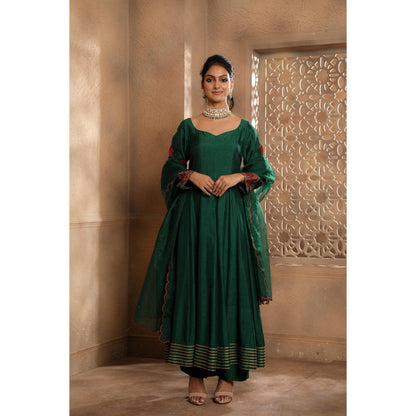 Omana by Ranjana Bothra Green Bagh Kurta with Palazzo and Dupatta (Set of 3)