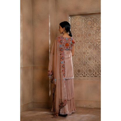 Omana by Ranjana Bothra Mauve Kaashni Sharara with Kurti and Dupatta (Set of 3)