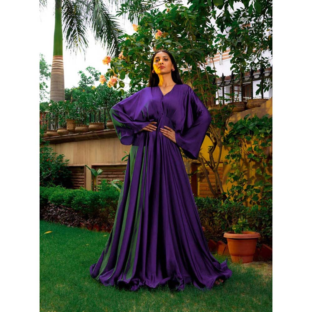 Omana by Ranjana Bothra Purple Cowl Gown