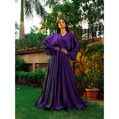 Omana by Ranjana Bothra Purple Cowl Gown