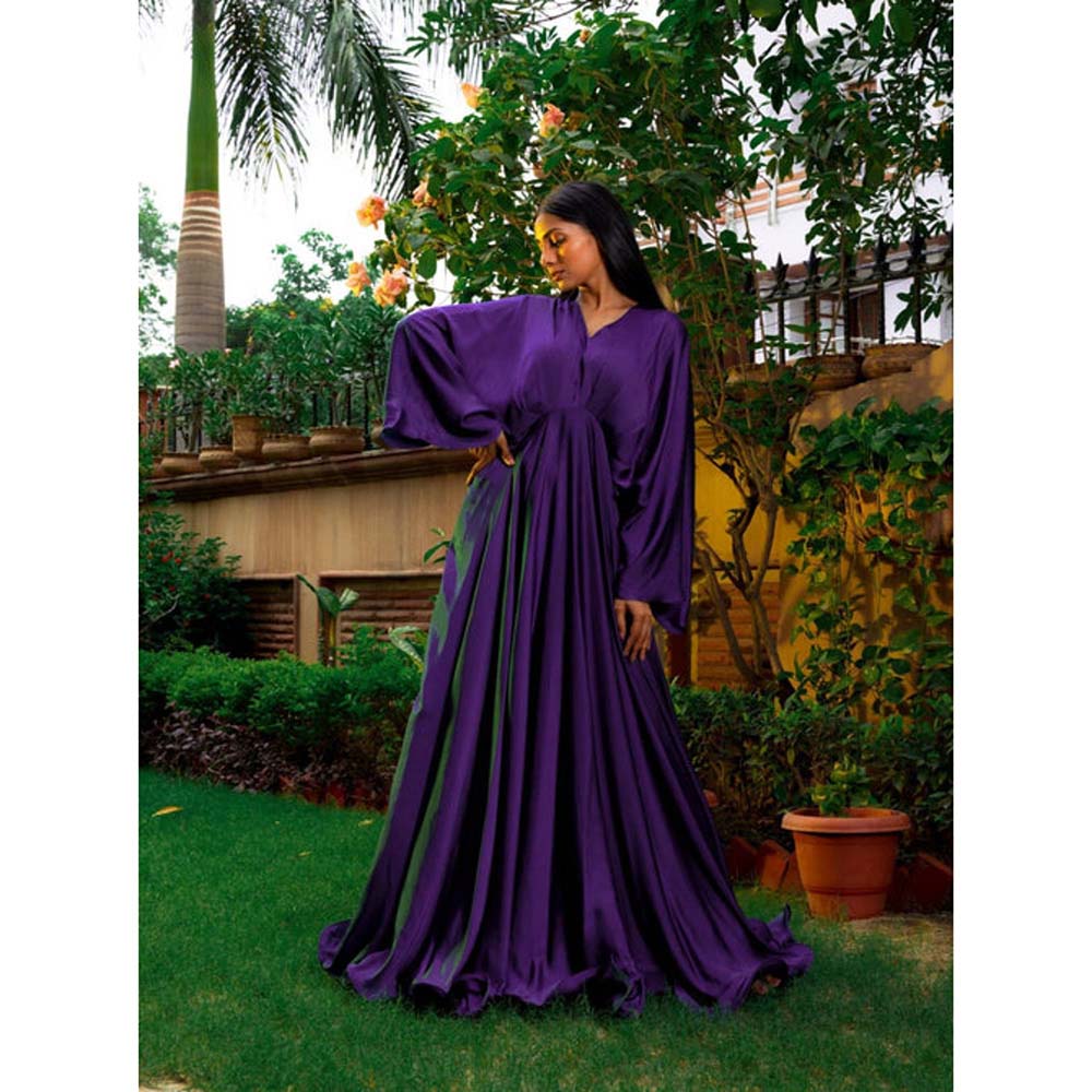 Omana by Ranjana Bothra Purple Cowl Gown
