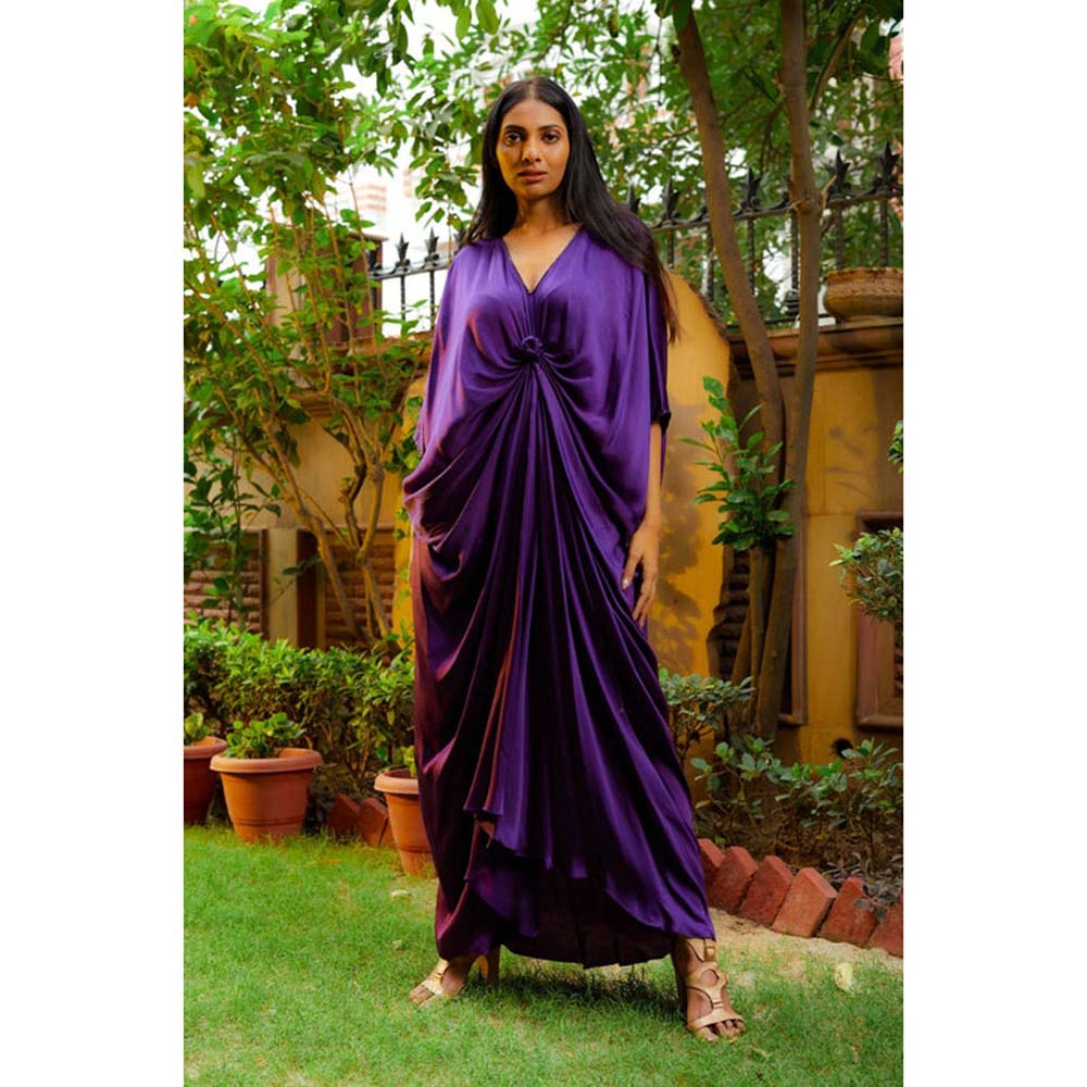 Omana by Ranjana Bothra Purple Knotty Kaftan