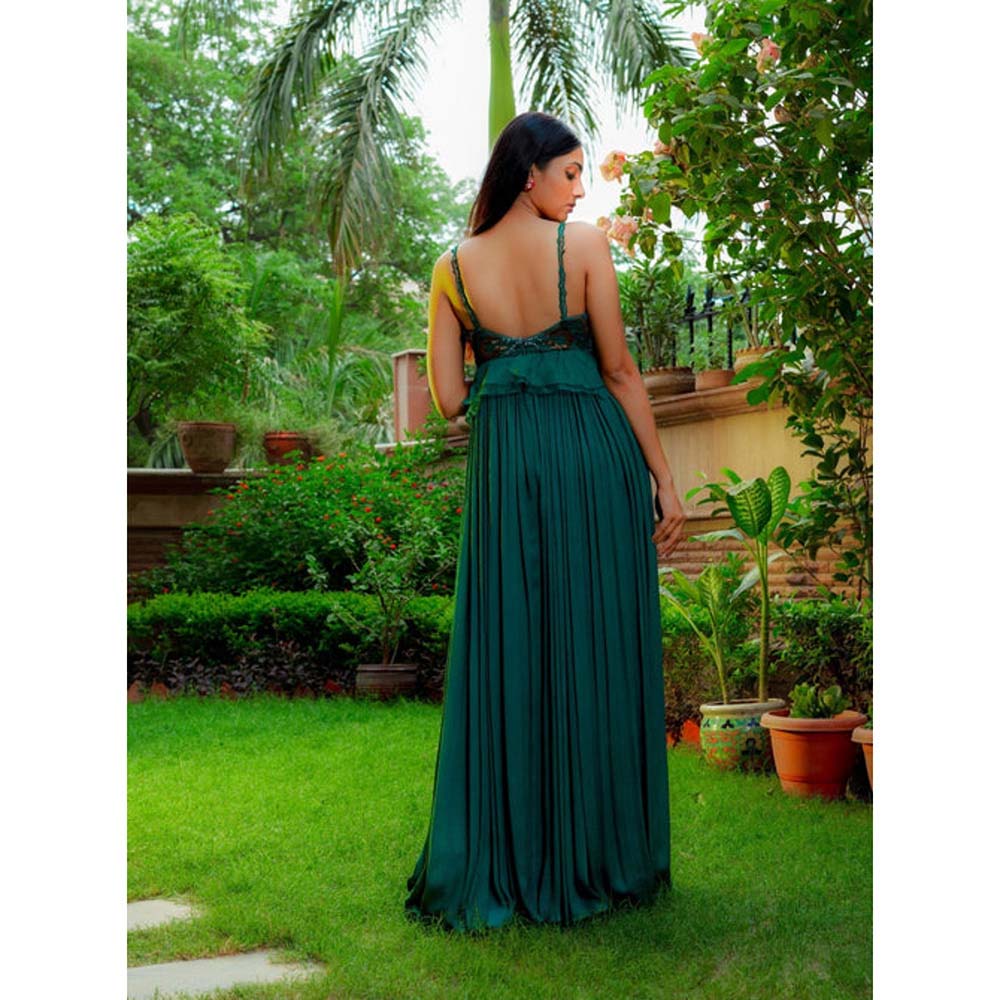 Omana by Ranjana Bothra Teal Emb Jumpsuit
