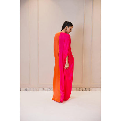 Omana by Ranjana Bothra Color Block - Pink and Orange Kaftan Dress