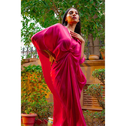 Omana by Ranjana Bothra Hot Pink Knotty Kaftan Dress