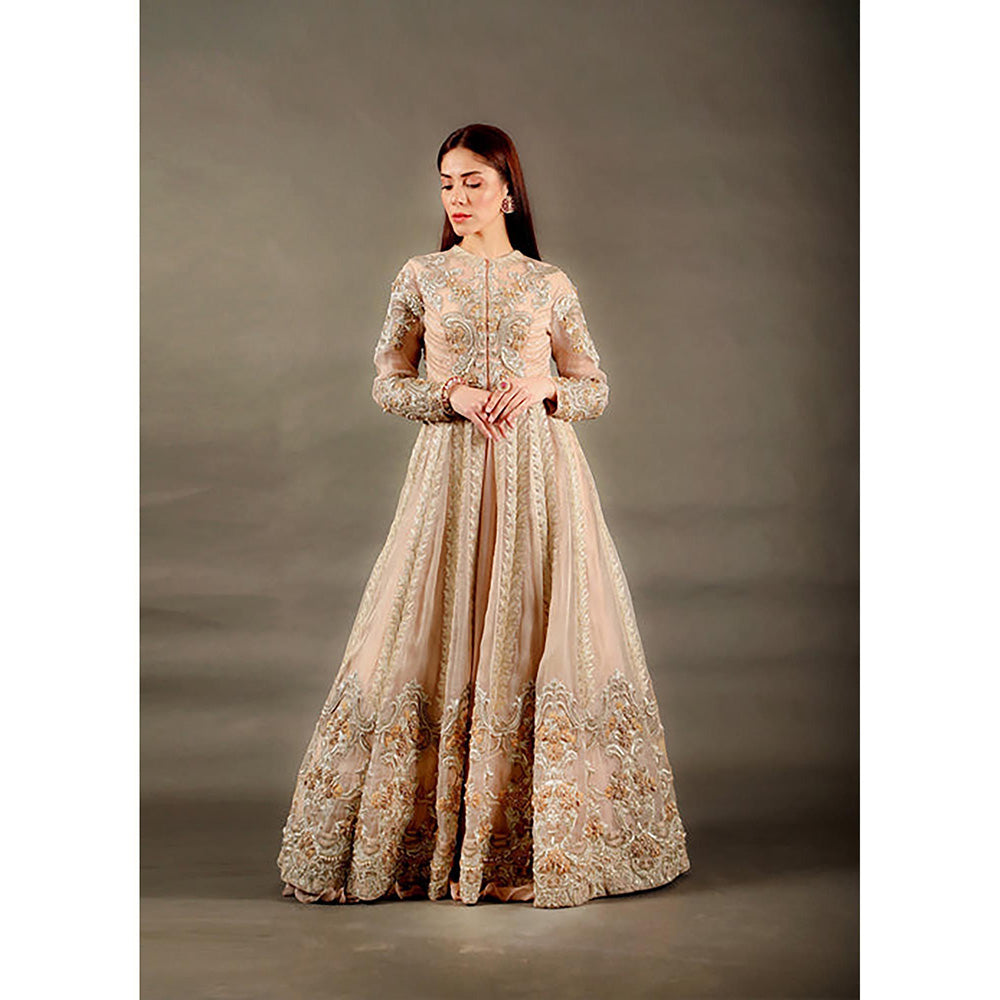 Omana by Ranjana Bothra Blush Gota Dori Long Gown with Jacket
