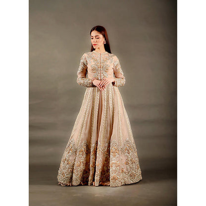 Omana by Ranjana Bothra Blush Gota Dori Long Gown with Jacket