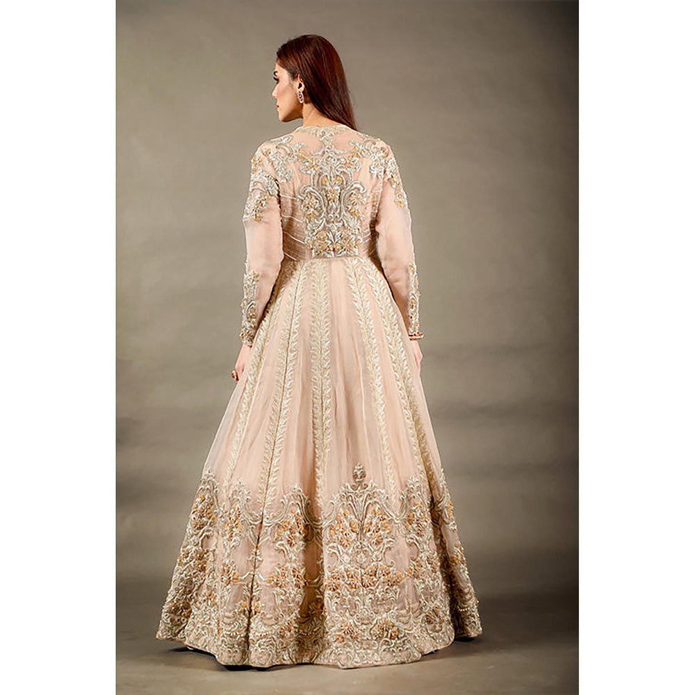 Omana by Ranjana Bothra Blush Gota Dori Long Gown with Jacket