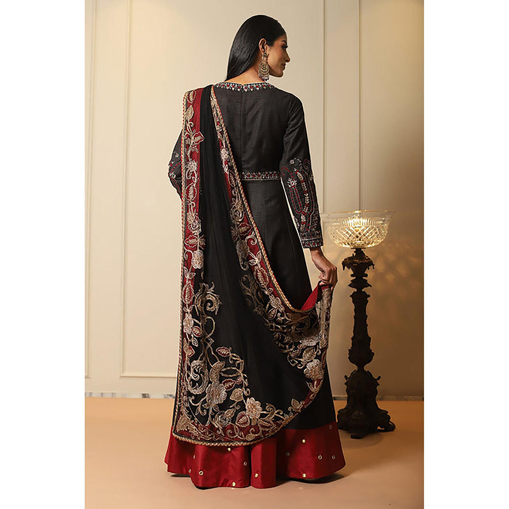 Omana by Ranjana Bothra Black Yasmeen Anarkali Maxi Dress with Dupatta