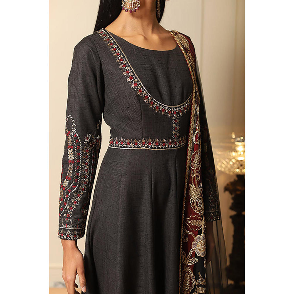 Omana by Ranjana Bothra Black Yasmeen Anarkali Maxi Dress with Dupatta