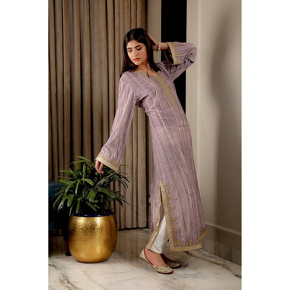 Omana by Ranjana Bothra Lilac Ombre Velvet Kurta