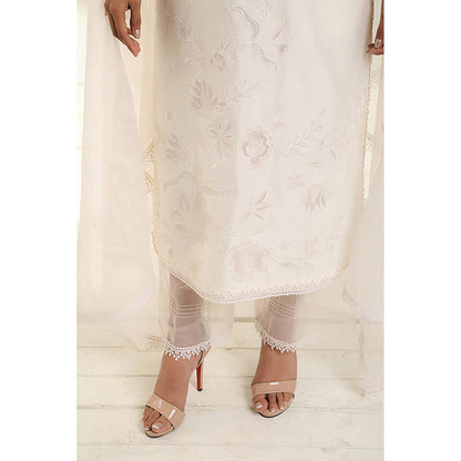 Omana by Ranjana Bothra Ivory Embroidered Kurta With Pant And Dupatta