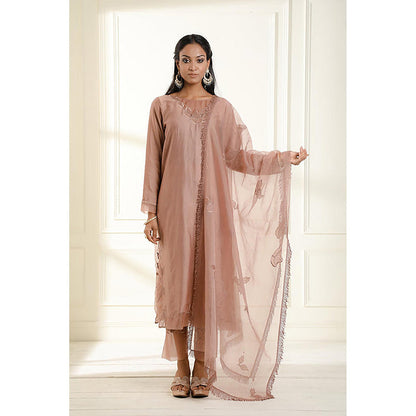 Omana by Ranjana Bothra Rose Gold Embroidered Kurta With Pant And Dupatta