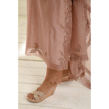 Omana by Ranjana Bothra Rose Gold Embroidered Kurta With Pant And Dupatta